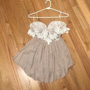 Forever21 Tan and cream lace romper!